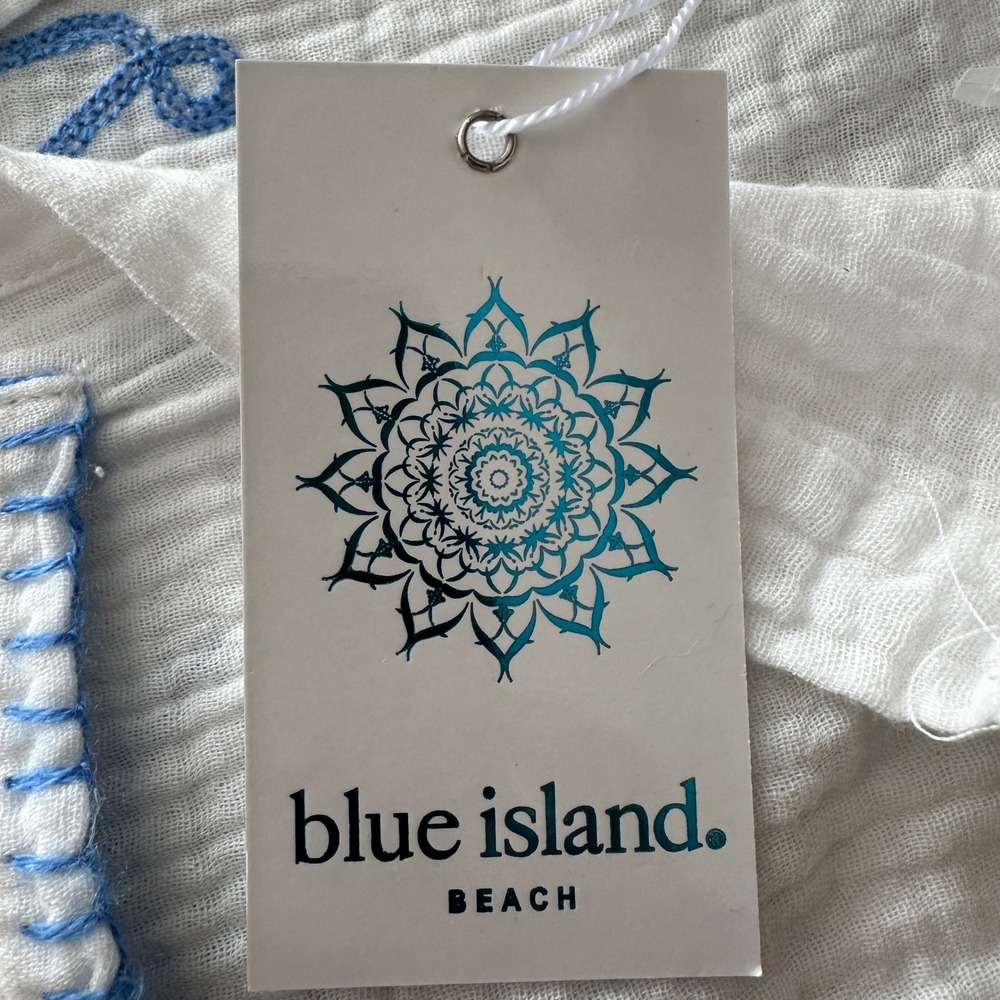 Blue Island Women's XS Button Down Shirt White St Tropez Ibiza Mykonos Gauze NEW - Picture 5 of 10